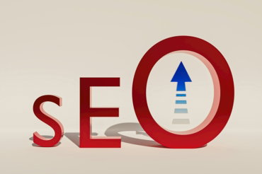 a red sign with a blue arrow pointing to the word search